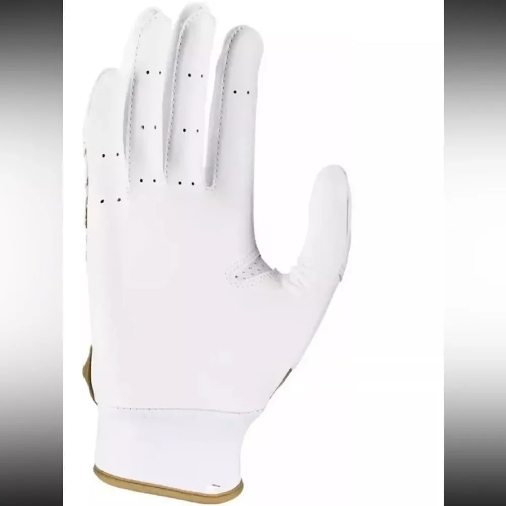 NWT Women's Nike Softball Hyperdiamond Pro Batting Gloves White Gold LARGE